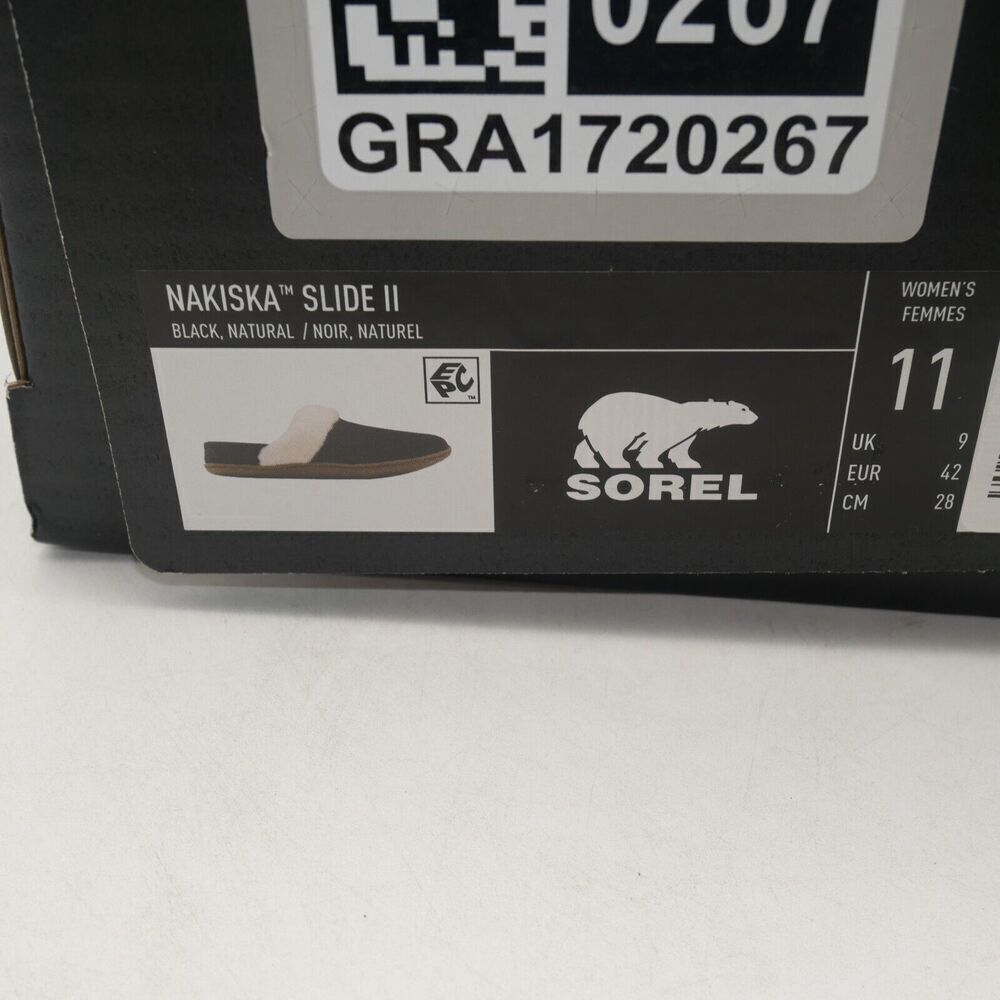 NEW SOREL Nakiska Slide II Women's 11 Suede Lined Slippers Black Indoor/Outdoor - Picture 10 of 10